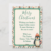 Schattigee  Pinguïn Familiefoto Feestdagenkaart (Achterkant)