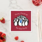 Schattigee pinguïn gepersonaliseerde kerstservette servet (Insitu)