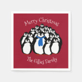 Schattigee pinguïn gepersonaliseerde kerstservette servet (Voorkant)