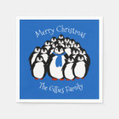 Schattigee pinguïn gepersonaliseerde kerstservette servet (Voorkant)