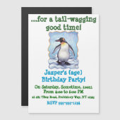 Schattigee pinguïn gepersonaliseerde partij magnetische uitnodiging (Voorkant / Achterkant)