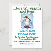 Schattigee pinguïn gepersonaliseerde partij magnetische uitnodiging (Voorkant)