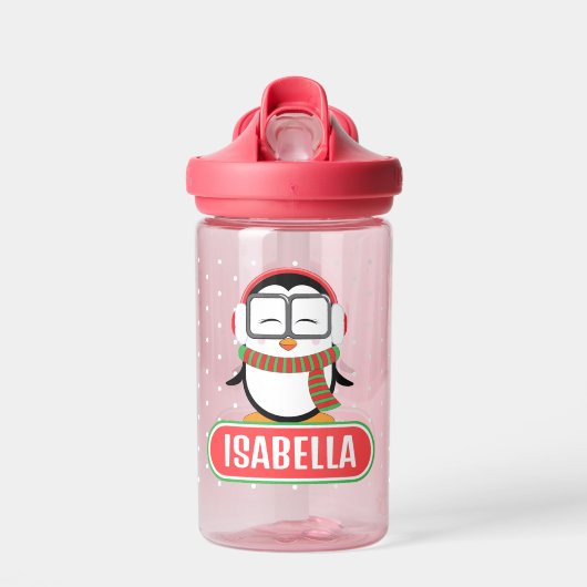 Schattigee pinguïn gepersonaliseerde waterfles voo (Voorkant)