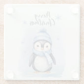 Schattigee pinguïn glazen onderzetter (Achterkant)