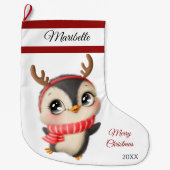 Schattigee pinguïn grote kerstkous grote kerstsok (Voorkant)