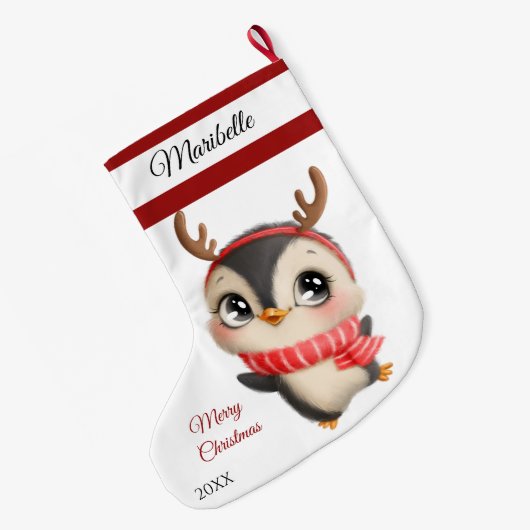 Schattigee pinguïn grote kerstkous grote kerstsok (Achterkant (Hangend))