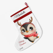 Schattigee pinguïn grote kerstkous kerstsok (Achterkant (Hangend))