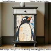 Schattigee Pinguïn, Grungy Papier Collage DJ1R Dec