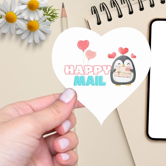 Schattigee Pinguïn Happy Mail Hart Sticker