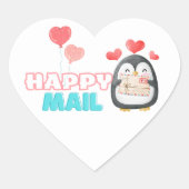 Schattigee Pinguïn Happy Mail Hart Sticker (Voorkant)