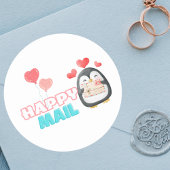 Schattigee Pinguïn Happy Mail Ronde Sticker met Ha