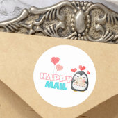 Schattigee Pinguïn Happy Mail Ronde Sticker met Ha