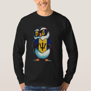 Schattigee Pinguïn Hart Trident Barbados Vlag Baja T-shirt
