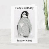 SCHATTIGEE PINGUÏN HART VERJAARDAG KAART DOCHTER E (Voorkant)