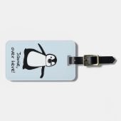 Schattigee pinguïn | Hier | gepersonaliseerd Bagagelabel (Voorkant horizontaal)