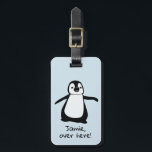 Schattigee pinguïn | Hier | gepersonaliseerd Bagagelabel<br><div class="desc">Vind uw koffer snel met deze schattige pinguïn om u te begeleiden. Gepersonaliseerd in het veld Naam en adres. Gebruik het voor jezelf of voor een kind.</div>