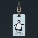 Schattigee pinguïn | Hier | gepersonaliseerd Bagagelabel<br><div class="desc">Vind uw koffer snel met deze schattige pinguïn om u te begeleiden. Gepersonaliseerd in het veld Naam en adres. Gebruik het voor jezelf of voor een kind.</div>