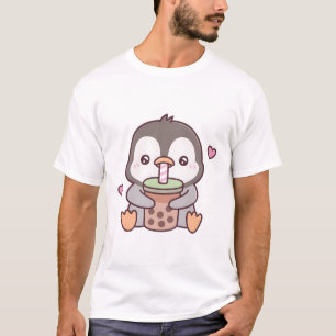 Schattigee pinguïn houdt van bubbelthee t-shirt