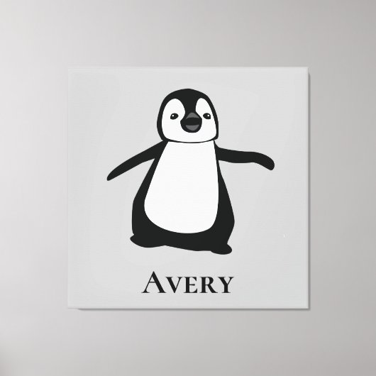 Schattigee Pinguïn Illustratie Zwart-wit Canvas Afdruk (Voorkant)