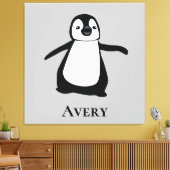 Schattigee Pinguïn Illustratie Zwart-wit Canvas Afdruk (Insitu (Woonkamer))