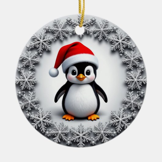 Schattigee pinguïn in kerst Pet Feestelijke sneeuw Keramisch Ornament (Voorkant)