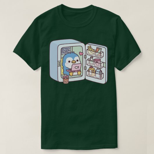 Schattigee pinguïn in koelkast t-shirt (Design voorkant)