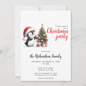 Schattigee pinguïn in Santa Hat Modern Christmas Kaart (Voorkant)