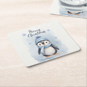Schattigee pinguïn kartonnen onderzetters (Schuin)