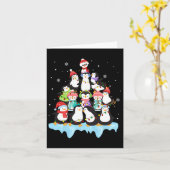 Schattigee Pinguïn Kerstboom Pinguïn Lover Xmas Kaart (Gele Bloem)