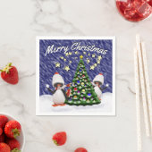 Schattigee Pinguïn Kerstboom Sneeuwscène Sjabloon Servetten (Insitu)