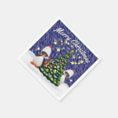 Schattigee Pinguïn Kerstboom Sneeuwscène Sjabloon Servetten (Hoek)