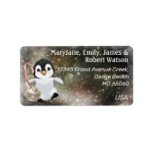 Schattigee pinguïn kerstfeest gewoonte etiket (Voorkant)