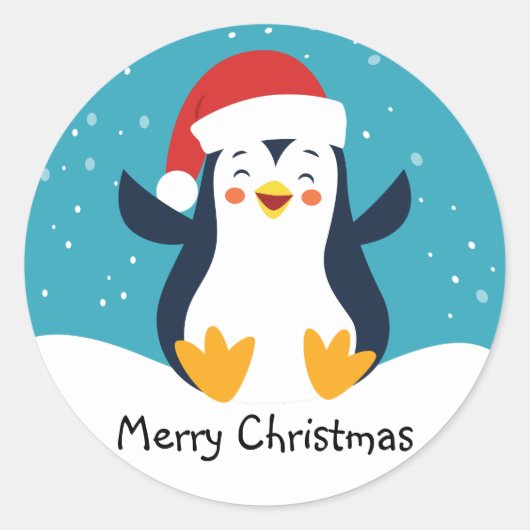 Schattigee Pinguïn Kerstmis Envelop Afdichtingen Ronde Sticker (Voorkant)