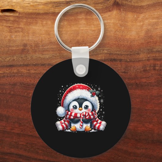 Schattigee pinguïn kerstmis sleutelhanger (Voorkant)