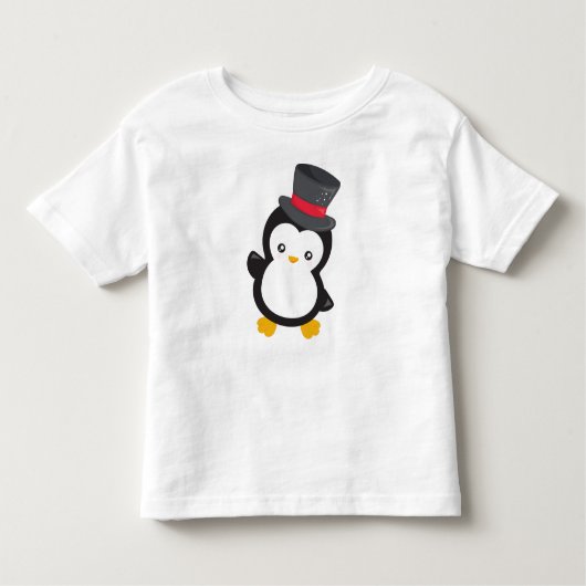 Schattigee pinguïn, kleine pinguïn, hoge hoed kinder shirts (Voorkant)