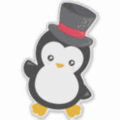 Schattigee pinguïn, kleine pinguïn, hoge hoed sticker (Voorkant)