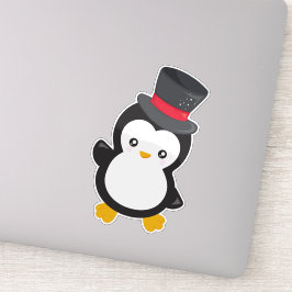 Schattigee pinguïn, kleine pinguïn, hoge hoed sticker