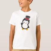 Schattigee pinguïn, kleine pinguïn, hoge hoed t-shirt (Voorkant)