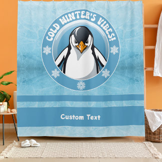 Schattigee pinguïn, koude wintervibes douchegordijn