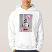 Schattigee pinguïn maken ballonnen met roze kauwgo hoodie (Voorkant)
