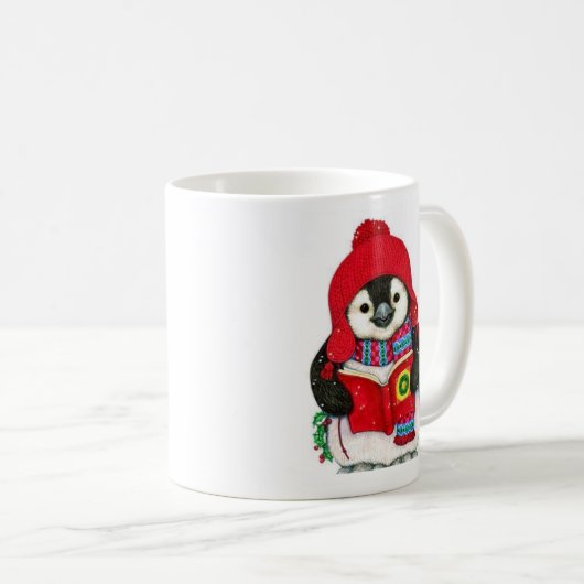 Schattigee pinguïn met Christmas Carol Christmas H Koffiemok (Voorkant rechts)