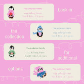 Schattigee pinguïn met Poinsettias Retour Adreslab Etiket