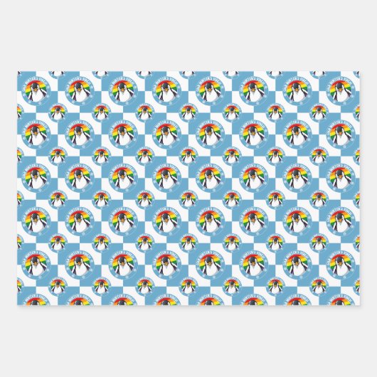 Schattigee Pinguïn op Rainbow Flag Achtergrond Inpakpapier Vel (Voorkant 2)