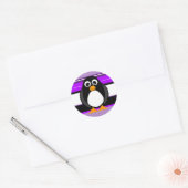 Schattigee Pinguïn Paarse Gestreepte Stickers (Envelop)
