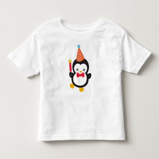 Schattigee Pinguïn, Partij Pet, Firecracker, Boog Kinder Shirts (Voorkant)