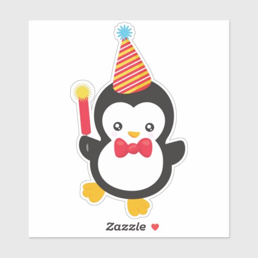 Schattigee Pinguïn, Partij Pet, Firecracker, Boog Sticker (Vel)