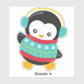 Schattigee pinguïn, pinguïn met trui, oorkappen sticker (Vel)