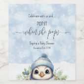 Schattigee Pinguïn Pop het wanneer ze Poppen fless Wijn Etiket (Enkel label)