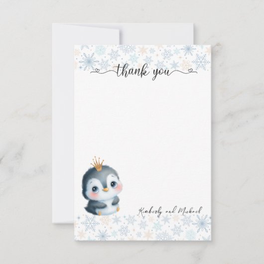 Schattigee Pinguïn Prinses Verjaardag I Baby showe Bedankkaart (Voorkant)