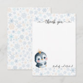 Schattigee Pinguïn Prinses Verjaardag I Baby showe Bedankkaart (Voorkant / Achterkant)